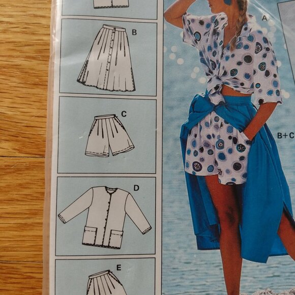 Vintage Skirt Shirt Shorts Sewing Pattern Plus Size 10-22 Burda 4824 UNCUT - Picture 5 of 9